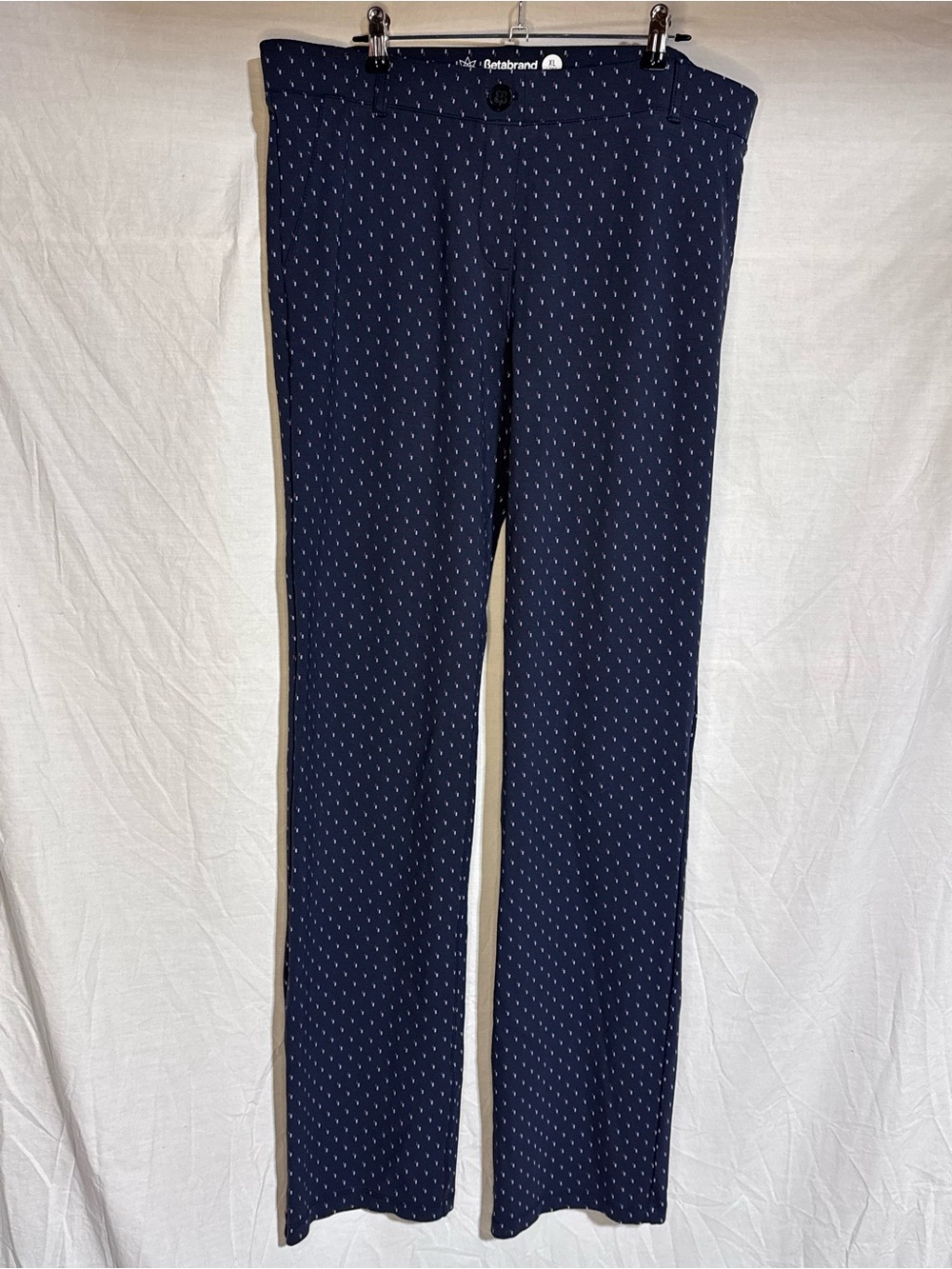 Betabrand Navy Straight-Leg Flecked pattern Pants